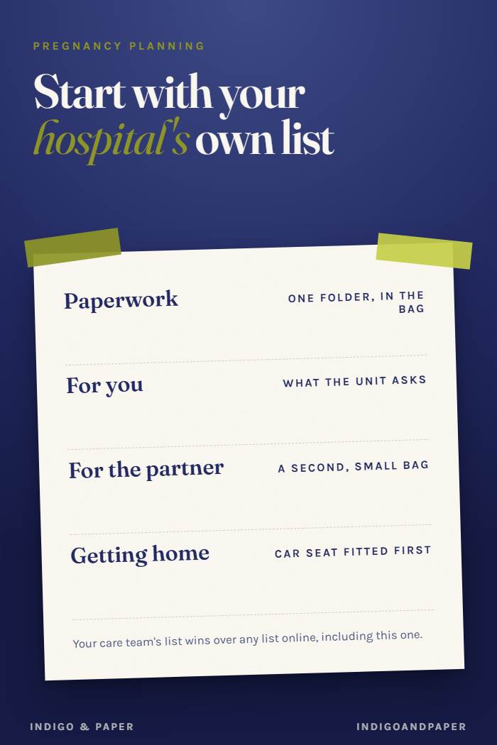 A Hospital Bag Checklist That Starts With Your Hospital's Own List